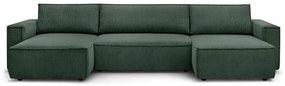 Colțar in formă de U Extensibil CLOUD, cu ladă de depozitare, 356x142x83cm, Verde-Fjord