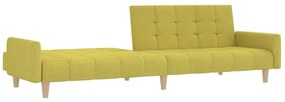 Canapea extensibila cu 2 locuri si taburet, verde, textil Verde, Cu suport de picioare