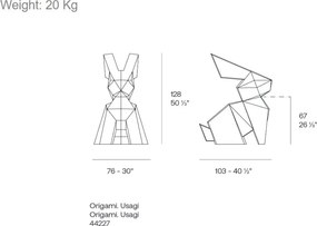 Decoratiune/ Statueta exterior sau interior ORIGAMI USAGI, mat