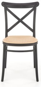 Scaun de bucaterie Nikola, ratan / negru