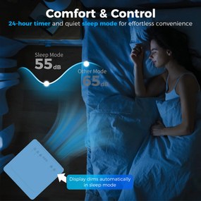 HOMCOM Aparat de Aer Condiționat Portabil 7000 BTU, Unitate 4-în-1 cu Răcire, Dezumidificator, Ventilator, Mod Noapte | Aosom Romania