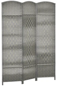 HOMCOM Paravan interior din lemn 3 panouri separator de cameră pliabil pentru sufragerie dormitor 135 x 180 cm gri | Aosom Romania