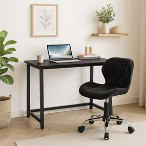 Set pentru birou – birou pliabil ZARIMO 80×40 cm negru + scaun de birou AVOLA VELVET negru
