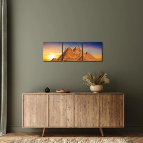 Tablou - Piremidele din Egipt (cu ceas) (90x30 cm)