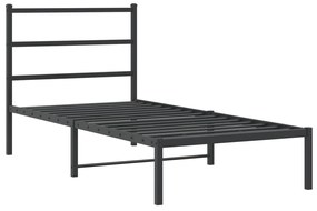 355357 vidaXL Cadru de pat metalic cu tăblie, negru, 90x190 cm