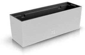 Jardiniera decorativa, imitatie ratan, alb, 58x18x19.5 cm, Rato Case