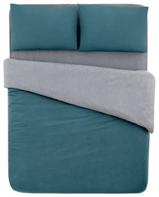 Lenjerie de pat în culoarea petrolului-gri din bumbac pentru pat dublu-extins și cearceaf 200x220 cm – Mila Home