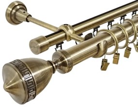 Galerie dubla Versus, teava neteda si profil,grosime 25 si 19mm, aur antic (Alege marime: 140 cm)