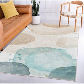 Covor crem/turcoaz lavabil 80x150 cm Puddle – Mila Home