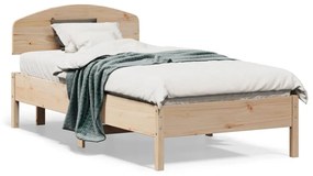 3207237 vidaXL Cadru de pat cu tăblie, 90x190 cm, lemn masiv pin
