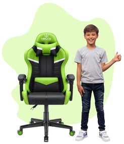 Scaun gaming pentru copii HC - 1004 negru și verde