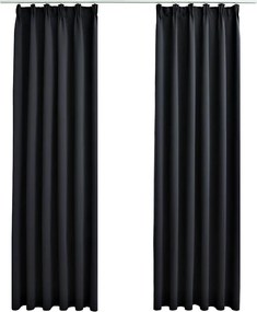 vidaXL Draperii opace cu cârlige, 2 buc., negru, 140 x 245 cm