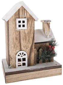 Decorațiuni LED de Crăciun Casă din lemn acoperităcu zăpadă, 17 x 25 x 20 cm