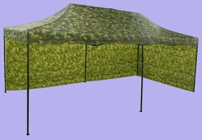 Pavilion de grădină 3x6m – din oțel, 2 pereţi laterali, Camuflaj