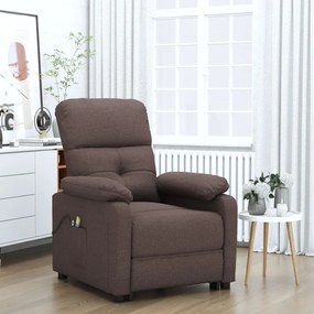 3073817 vidaXL Fotoliu de masaj electric, maro închis, material textil