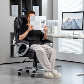 HOMCOM Fotoliu de birou fauteuil de bureau cu funcție de balans role pivotante 360° 66 x 75,5 x 115,5-124,5 cm negru | Aosom Romania