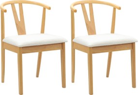 vidaXL Scaun de sufragerie 2 pcs Natural și deschis