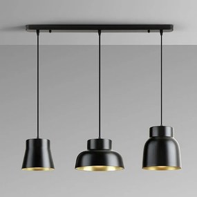 Lustra cu 3 pendule din metal negru cu auriu Vulcano