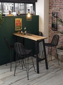 Scaun de bar din ratan RATTAN negru