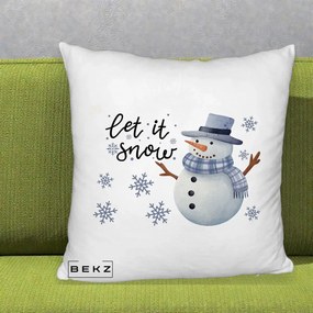 Perna Decorativa Let It Snow Om de Zapada, 40x40 cm, Alb Pufos, Husa Detasabila, Perna Inclusa, BEKZ®