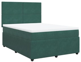 3292331 vidaXL Pat box spring cu saltea, verde închis, 140x190 cm, catifea