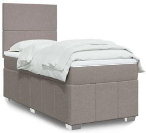 vidaXL Pat box spring cu saltea, gri taupe, 80x200 cm, textil