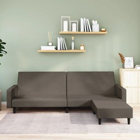3080501 vidaXL Canapea extensibilă cu taburet, 2 locuri, gri deschis, catifea