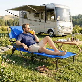Outsunny Sezlong Plaja Pliabil cu 4 Nivele Rabatare si brațe, Greutate sustinuta 120 kg,Gri | Aosom Romania