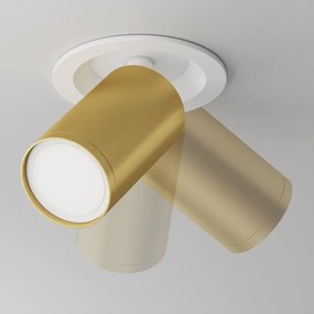 Spot incastrabil design tehnic Focus S alb, auriu mat