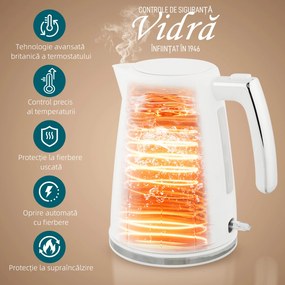 HOMCOM Set Fierbător Electric 2200W 1.7L și Prăjitor Dublu 7 Nivele Alb | Aosom Romania