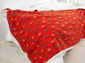 Patura din microplus, imitatie de miel, BUFFALO DEER rosie Dimensiune: 150 x 200 cm