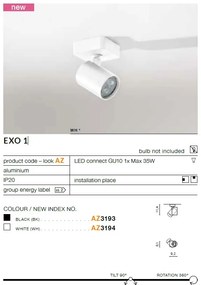 Spot aplicat directionabil de tavan/plafon EXO 1 negru ZZ AZ3193