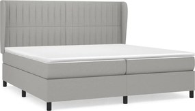 vidaXL Pat box spring cu saltea, gri deschis, 200x200 cm, textil