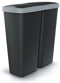Coș de gunoi DUO negru, 50 l, gri/negru