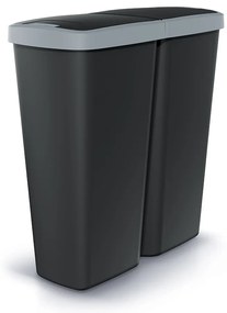 Coș de gunoi DUO negru, 50 l, gri/negru