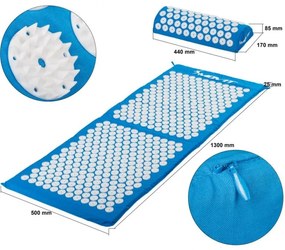 Saltea de presopunctură cu pernă MOVIT 130 x 50 cm -albastru