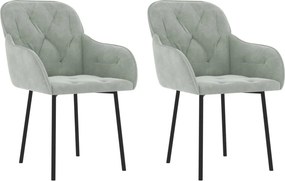 vidaXL Scaune de bucătărie, 2 buc., gri deschis, catifea