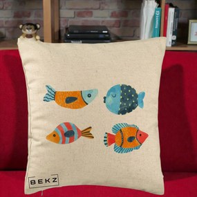 Perna Decorativa Pesti Acuarela, 40x40 cm, Bej, Husa Detasabila, Perna Inclusa, BEKZ®