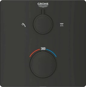 Baterie dus incastrata cu termostat Grohe Grohtherm 2 iesiri negru mat patrat