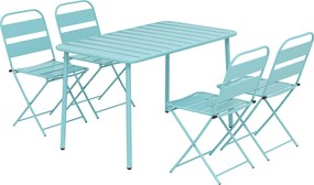 Outsunny Set de masă pentru exterior 5 piese, set de grădină pentru 4 persoane cu blat cu șipci și scaune pliante, Verde deschis | Aosom Romania