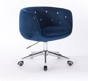 HR333K Scaun Bleumarin Catifea cu Bază Cromata