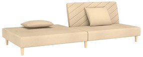 Canapea pat cu 2 locuri, cu 2 perne si taburet, crem, textil Crem, Cu scaunel pentru picioare