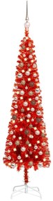 Set pom de Craciun subtire cu LED-uri si globuri, rosu, 150 cm 1, red and rose, 150 cm