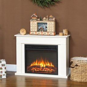 HOMCOM Șemineu Electric cu Flacără în 12 Culori, Telecomandă și Timer, 98x23.5x69.5 cm, Alb și Negru | Aosom Romania