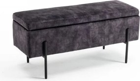 Bancheta cu spatiu de depozitare Loft 100cm, catifea gri