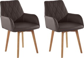 Set 2 scaune Brest maro piele naturala 59,5/66/88 cm
