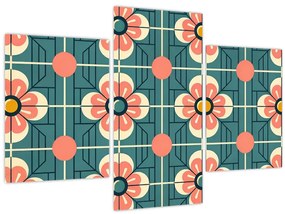 Tablou - Model retro cu flori (90x60 cm)