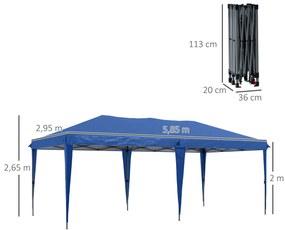 Outsunny Cort pliabil Pavilion de gradina Cort de petrecere, pliabil, rezistent la intemperii, 5,9 m x 2,95 m x 2 m, Albastru | Aosom Romania