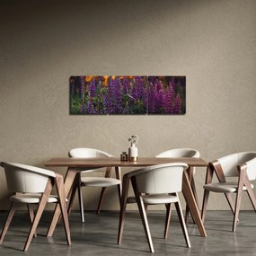 Tablou - Flori de lupin (cu ceas) (90x30 cm)