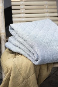 Patura alba din bumbac cu dungi gri 130x180 cm